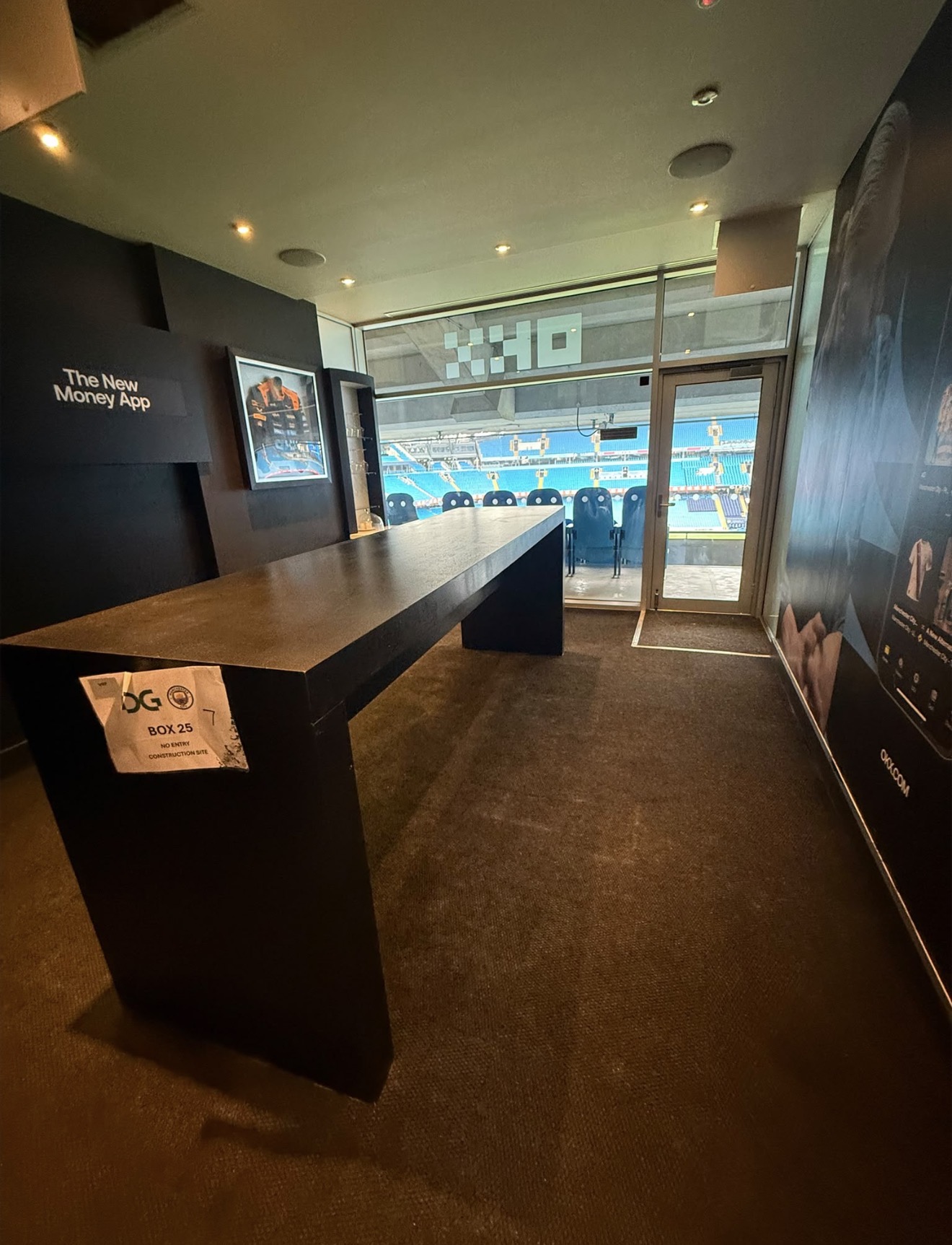 Finished commercial hospitality suite overlooking a large venue